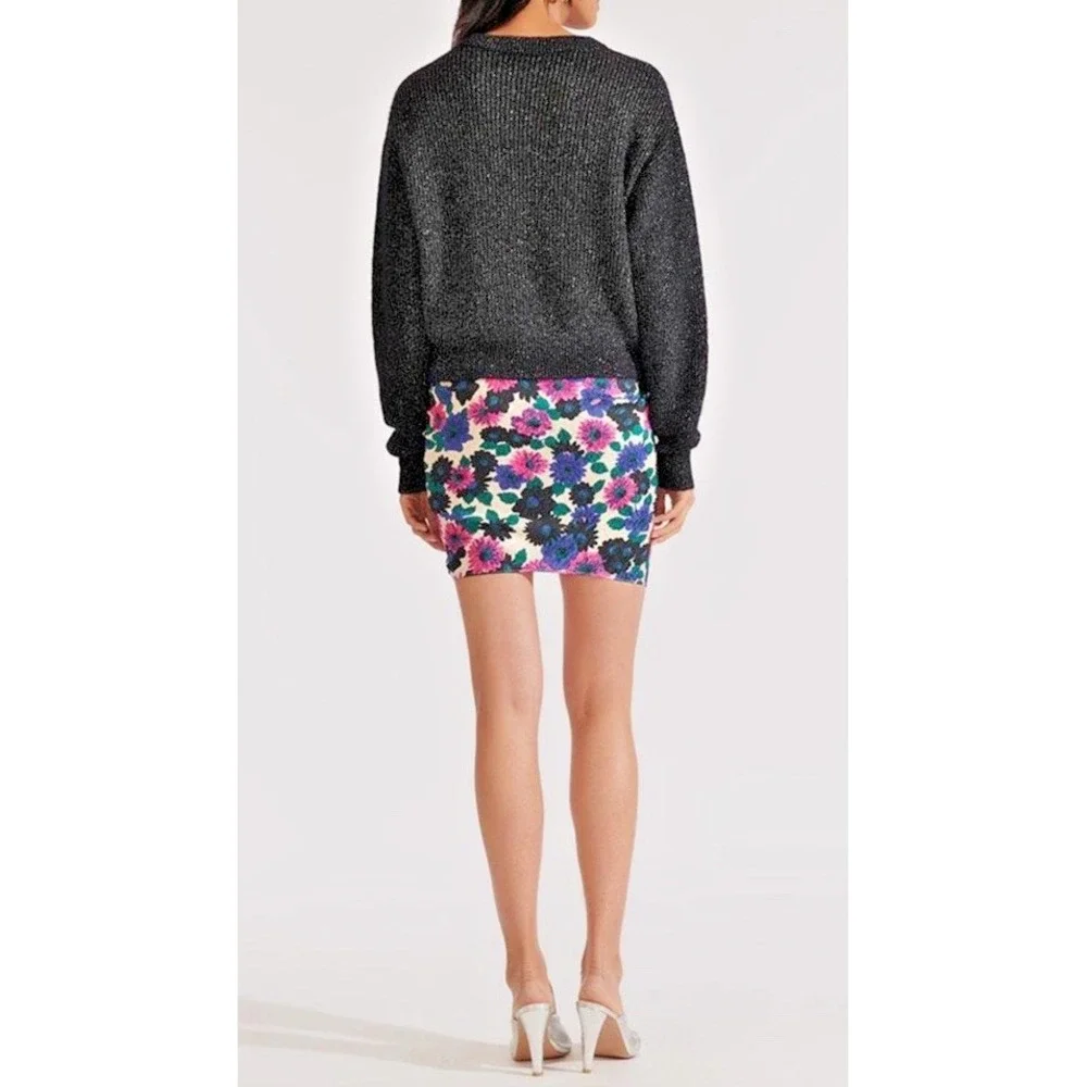 Veronica Beard Women Size 8‎ Ravello Floral Ruffle Ruched Skirt Silk Pink Multi